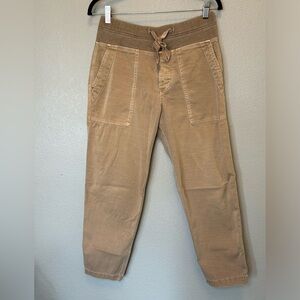 James Perse Women's Mixed Media Jogger Cargo Pants Chino Khaki Pull-On